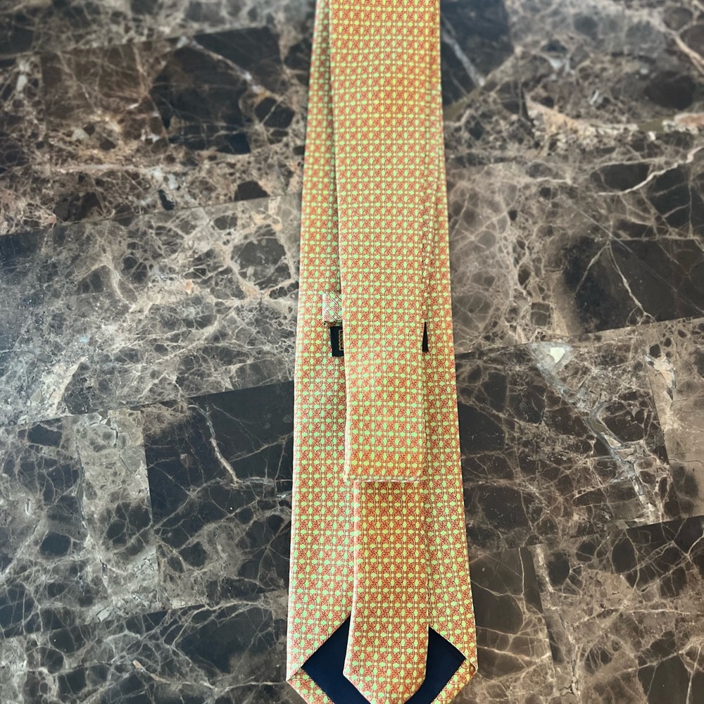 Peter Blair Silk Tie Made in USA Mint Green Coral Chain Link Preppy Classic Tie - Picture 7 of 11